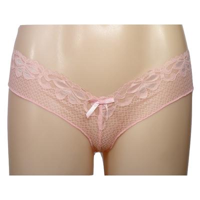 Pink Lace Floral Embroidery V-String 